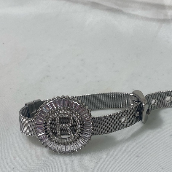 🔴⬇️ Silver Bracelet with Rhinestone Initial “R” - Picture 3 of 5